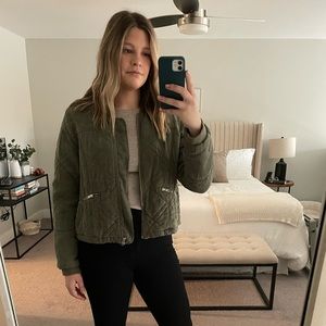 Anthropologie Green Bomber Jacket